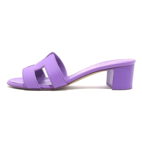 HERMES Oasis - Purple Leather Sandals 653-080625 - Picture 1 of 10
